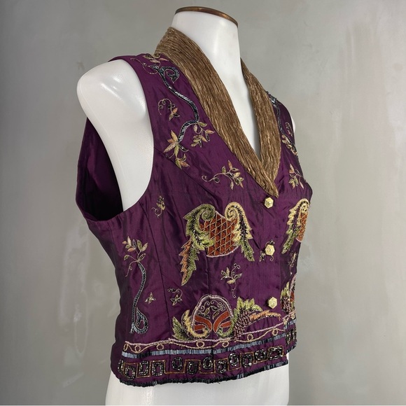 YSA Dupiré Vintage 1980s Silk Hand Beaded Art Vest - Picture 4 of 11